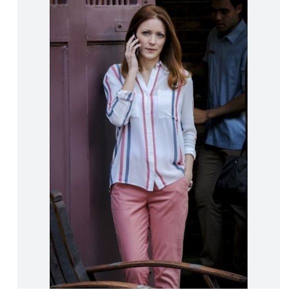 BP Nordstrom White Striped Button Down Shirt Viscose Gauze Top Size S - Picture 7 of 7